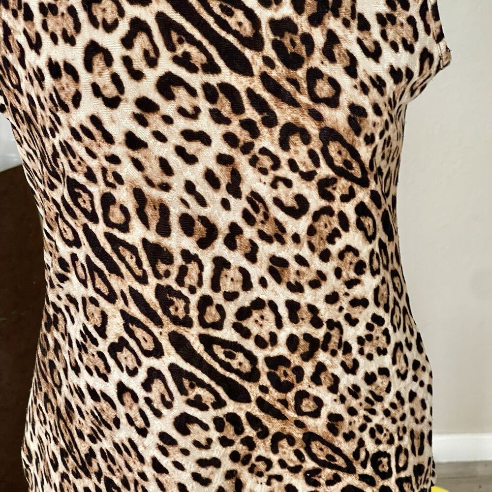 Kasper Women Small Sleeveless Leopard Print Knit Blouse Top Animal Pullover Y2k - Picture 6 of 12